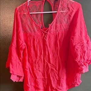 Wrangler Vibrant Pink Lace Blouse